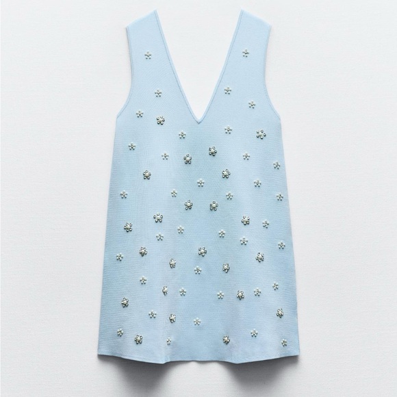 Zara BEADED JEWEL KNIT MINI DRESS - Picture 3 of 11